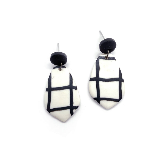 Grid Black - earpartyph ear party ph handmade polymer clay earrings philippines