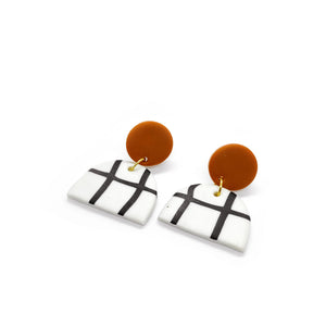 Grid Orange - earpartyph ear party ph handmade polymer clay earrings philippines