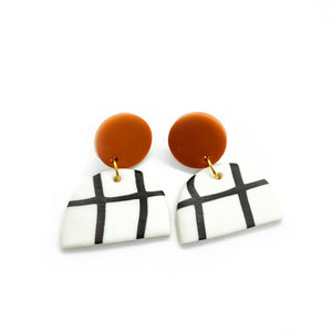 Grid Orange - earpartyph ear party ph handmade polymer clay earrings philippines