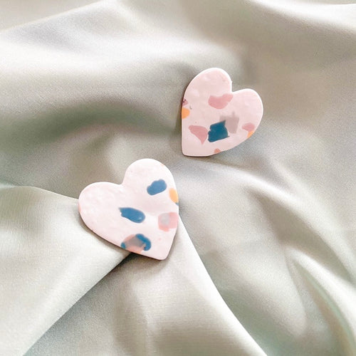 Terrazo Heart - earpartyph ear party ph handmade polymer clay earrings philippines